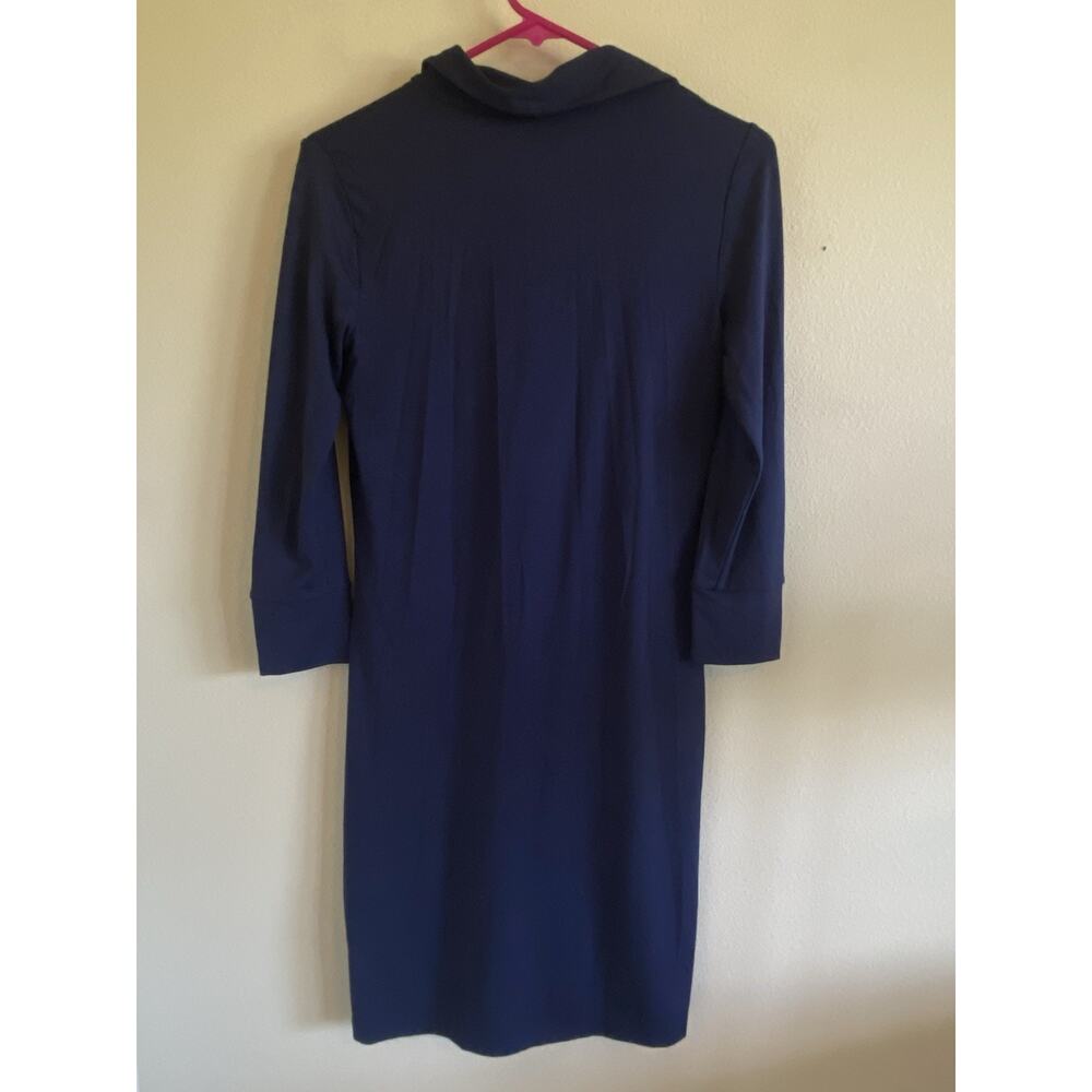 Lilly Pulitzer Navy Blue Gold Tone Button Collared Jersey Knit Dress‎ Womens XS - Picture 8 of 16